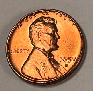 1957-D BRILLIANT UNCIRCULATED LINCOLN WHEAT CENT