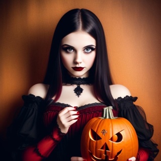 Gothic Girl With Pumpkin 2