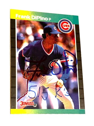 Autograph 1989 Donruss Baseball Card Frank DiPino Chicago Cubs #393/With 515 K's Inscription