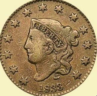 1833 Large Cent Used, Matron Coronet, Better Highlights & Date, Collection Pride, Refundable