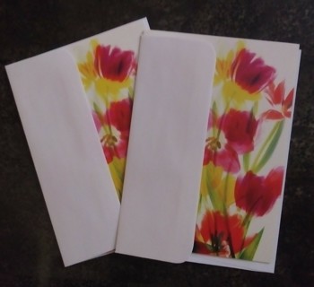 Two floral cards with envelopes, New.