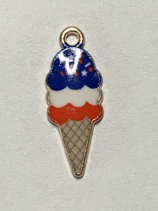 ✨AMERICAN FLAG CHARMS/PENDANTS~#3~ICE CREAM CONE~4TH OF JULY ENAMEL CHARMS~FREE SHIPPING✨ 