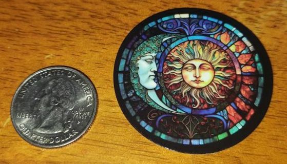 Stained Glass Sun & Moon Sticker