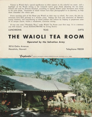 Vintage Unused Postcard: b: Fold Out, Hawaii's Waioli Tea Room, 