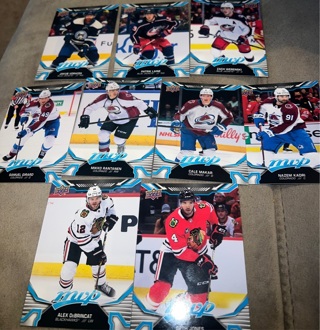 Lot of 9 UD NHL MVP Blackhawks, Blue Jackets, and Avalanche 
