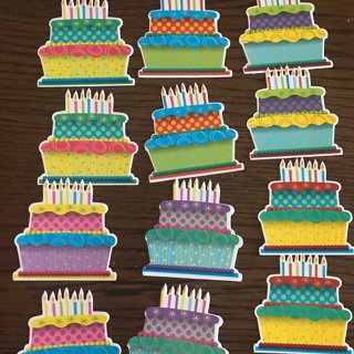 12 New Birthday Cake Cutouts, Free Mail 