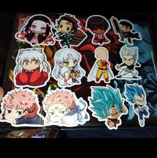 12 matte printed 3x3 inch Anime Stickers (Laptop,Books and more