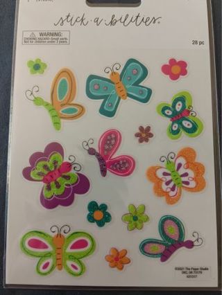 Sheet of Glitter Butterfly Stickers