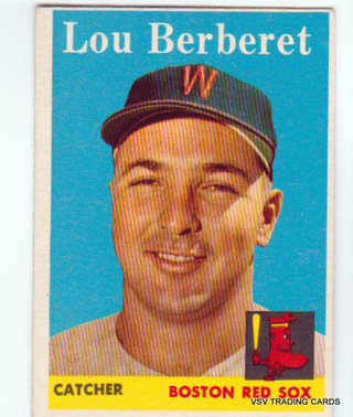 Lou Berberet, 1958 Topps Card #383, Boston Red Sox, (LB3)