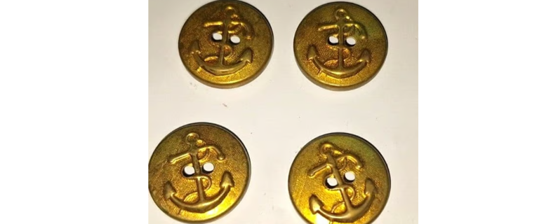 4 Vintage Buttons Anchor 2 Hole Goldtone 70s DIY Sew Crafts Swank/Retro