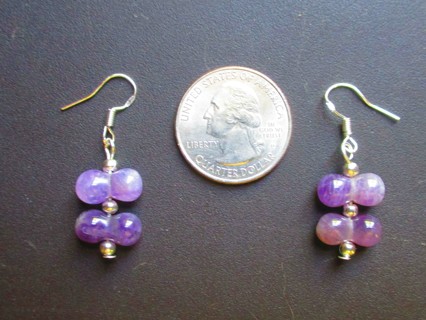 Pair of Amethyst 'Bone' & all .925 Silver Earrings