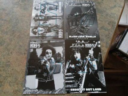 4 RANDOM 2009 KOMPLETE KISS TRADING CARDS BLUE EDITION- BLACK/WHITE