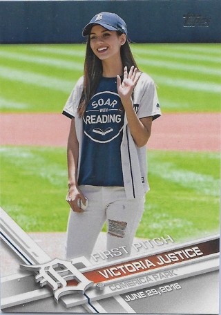  2017 Topps First Pitch #FP15 Victoria Justice Detroit Tigers