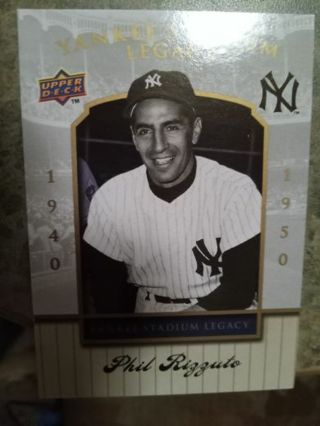 2008 UPPER DECK YANKEES STADIUM LEGACY PHIL RIZZUTO 1940/1950 NEW YORK YANKEES BASEBALL CARD#20