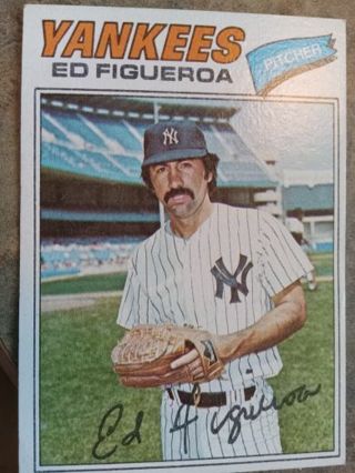 1977 TOPPS ED FIGUEROA NEW YORK YANKEES BASEBALL CARD# 195