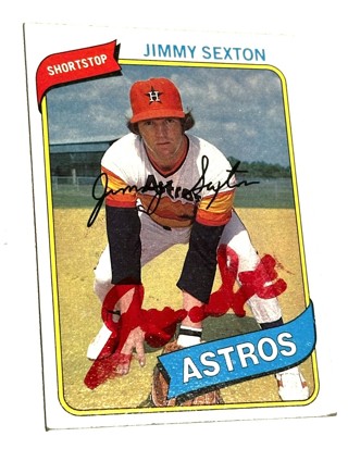 Autographed JIMMY SEXTON 1980 TOPPS AUTOGRAPHED SIGNED AUTO BASEBALL CARD