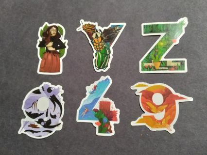 6 Vinyl Stickers Letters/Numbers