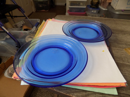 2 vintage 7 inch round cobalt blue dessert plates