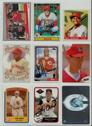 3 Cincinnati Reds autographs + 6 bonus cards