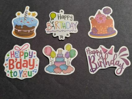 6 Vinyl Stickers Birthday