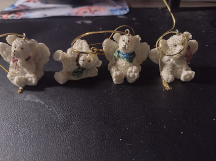 FNL LIST: Four Vintage Angel Bear Ornaments