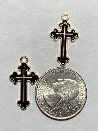 ✝COLORED CROSS CHARMS~#3~BLACK~FREE SHIPPING✝