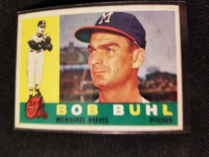 1960 - TOPPS EXMT - NRMT BASEBALL - CARD NO. 374 -  BOB BUHL- BRAVES