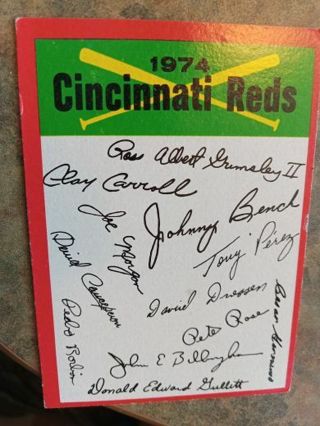 1974 TOPPS CINCINNATI REDS CHECKLIST BASEBALL CARD