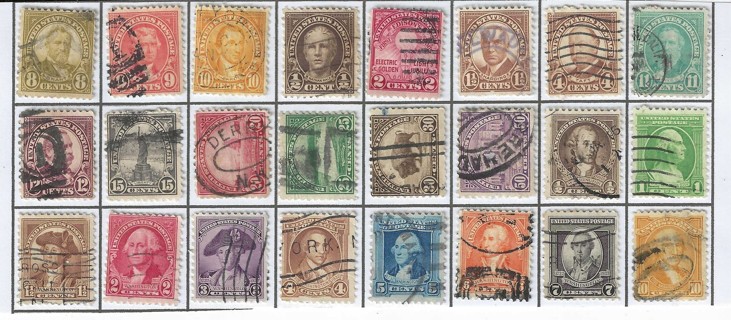 24 US Postage Stamps - used - old varieties (L27)