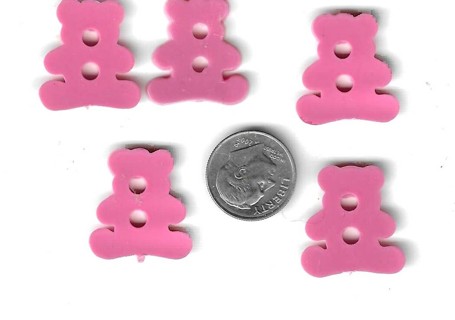 Teddy Bear Buttons - Pink - 5