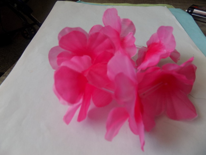 2 shades of pink silk flower hibiscus lei style bracelet