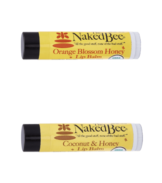 The Naked Bee Moisturizing Lip Balms - 2 Tubes - Orange Blossom Honey & Coconut Honey