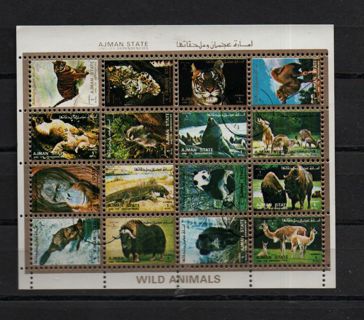 mini sheet of 16 - on theme  Wild Animals