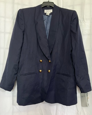 NWT Vintage Atrium Collection Navy Blue Doublebreasted  Suit Jacket Size 16