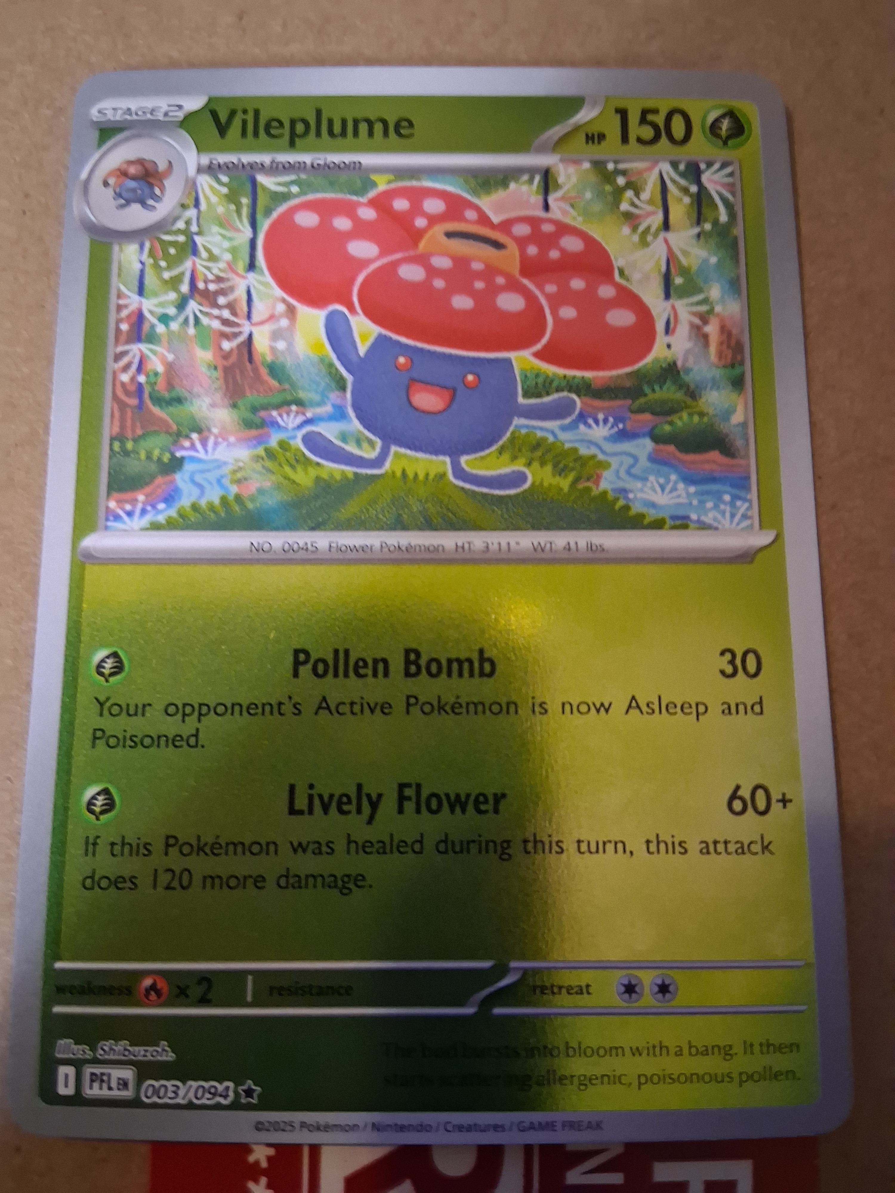 Free: Pokemon TCG ME02: Phantasmal Flames Vileplume #003/094 Reverse Holo Rare NM