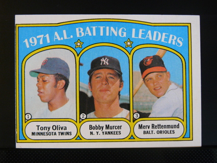 1972 Topps #86 AL Batting Leaders Tony Oliva/Bobby Murcer/Merv Rettemund