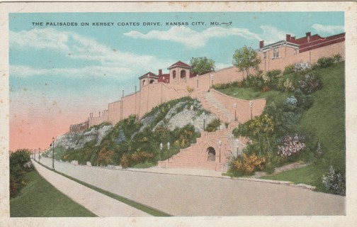 Vintage Used Postcard: Pre Linen: Palisades on Kersey Coates Dr, Kansas City, MO