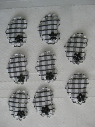 Black & White puffy hearts. 8 hearts for crafting, sewing, cloths decor