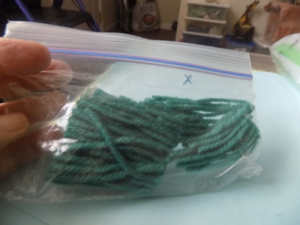 small bag of teal latch hook yarn