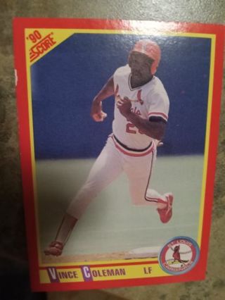 1990 SCORE VINCE COLEMAN ST. LOUIS CARDINALS BASEBALL CARD# 260