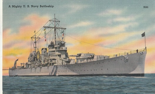 Vintage Unused Postcard: g: A Mighty US Navy Battleship