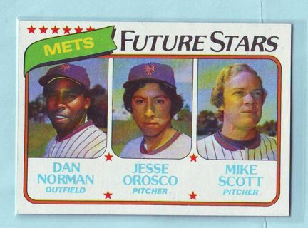 1980 Topps Mets Future Stars Mike Scott Jesse Orosco ROOKIE Baseball Card # 681