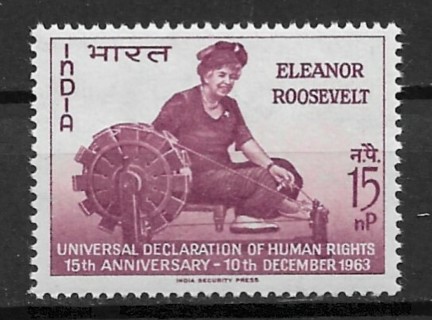 1963 India Sc379 Eleanor Roosevelt MNH