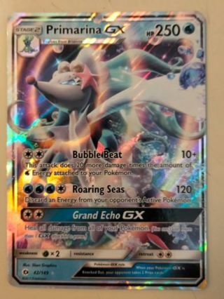 Primarina gx 42/149 rare holo nm pokemon