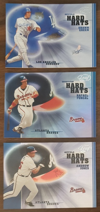 2003 Leaf Hard Hats Insert 3 Different Cards - Rafael Furcal Shawn Green Andruw Jones