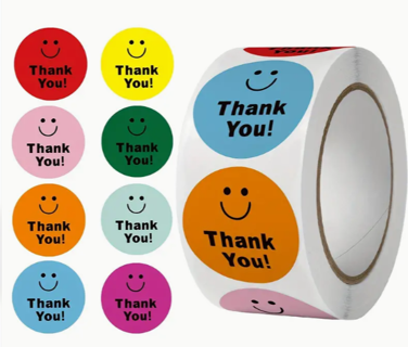 100 Assorted Thank You Smile Stickers