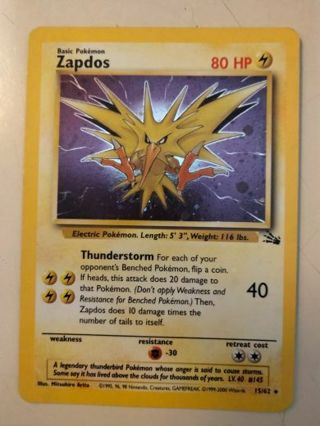 Zapdos 15/62 rare holo LP pokemon