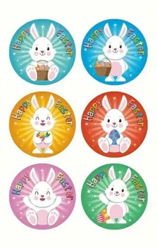 ↗️⭕NEW⭕(6) 1" HAPPY EASTER STICKERS!!⭕