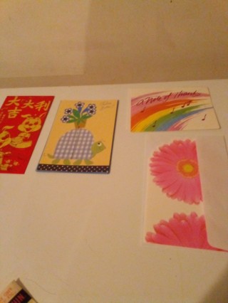 3 beautiful cards and a chinese good fortune rabbit envelope for cash or gifts