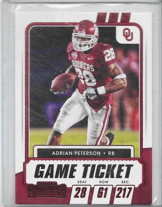 Adrian Peterson 2021 Contenders Draft Game Ticket Red #59